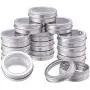 BENECREAT 14 Pack 2 OZ Tin Cans Screw Top Round Aluminum Cans Screw Lid Containers with Clear Window - Great for Store Spices, Candies, Tea or Gift Giving (Platinum) BENECREAT 14 Pack 2 OZ Tin Cans Screw Top Round Aluminum Cans Screw Lid Containers with Clear Window - Great for Store Spices, Candies, Tea or Gift Giving (Platinum)
