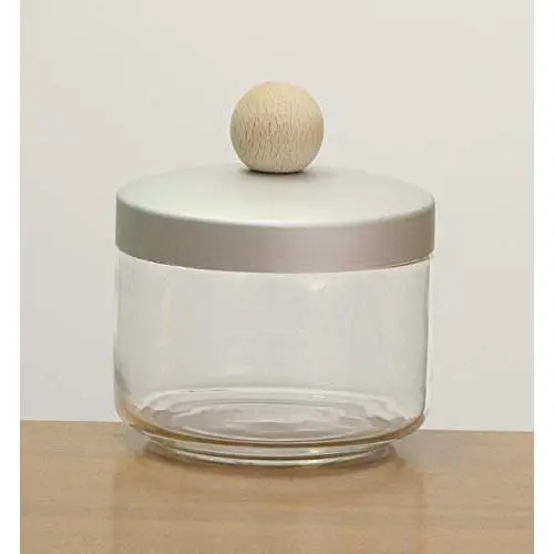 Italo Ottinetti Glas Jar Aluminium Deckel Holzknebel 0,5 Liter Aluminium, Metallic, One Size