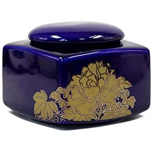 Dahlia Exquisite Royal Blue Peony Square Porcelain Tea Tin/Tea Storage/Tea Caddy/Tea Canister Dahlia Exquisite Royal Blue Peony Square Porcelain Tea Tin/Tea Storage/Tea Caddy/Tea Canister