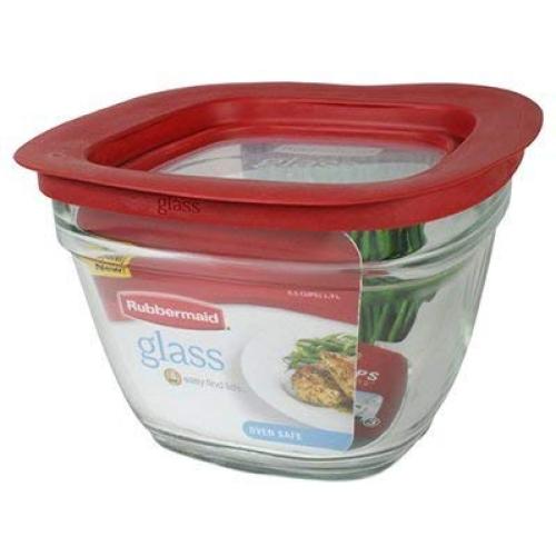 Rubbermaid Easy Find Lid Glass Food Storage Container, 5-1/2 Cup Pack of 2