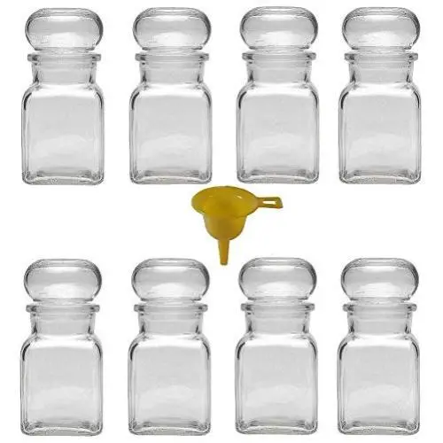 Viva Haushaltswaren Glass jar with Glass stoppers, Round Stopper, Candy jar, Tea Caddy, Collecting Glass, etc. usable (Including a Scoop), Glass, Yellow, 8 x 150ml