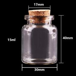 30x40x17mm 15ml Transparent Glass Spice Candy Bottles Jars With Cork Stopper Container Compatible For Wedding Gift,24pcs