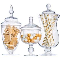 SWEETGO Transparent glass jar candy jar large food storage tank Canister Storage bottle wedding table decoration 3pcs/Set