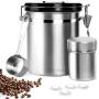 Secura Coffee Canister, Airtight Stainless Steel Storage Containers for Coffee Tea Food with Scoop, Powder Shaker, 4 Extra Valves and 16 Stencils