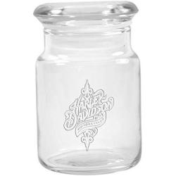 Clear Glass Herb Stash Jar with Lid 4.5 oz with Harley Davidson Logo from Smoke Promos
