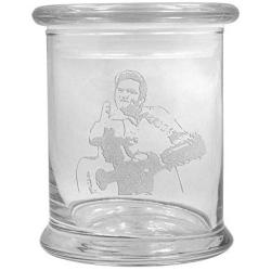 12 oz Clear Glass storage Herb Stash Jar and Lid with Johnny Cash Bird Logo