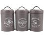 Cwg 3Pcs/Set Tea Sugar and Coffee Airtight Storage Canister Jars with Lids-grey
