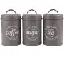 Cwg 3Pcs/Set Tea Sugar and Coffee Airtight Storage Canister Jars with Lids-grey Cwg 3Pcs/Set Tea Sugar and Coffee Airtight Storage Canister Jars with Lids-grey