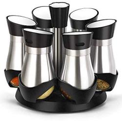 Spice Jars Spice Holder Assembly Glass Spice jar Glass Bottle Storage Box Pepper Stainless Steel Swivel Stand Kitchen Storage 140 ML (6 Boxes)