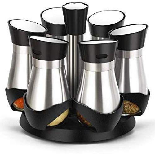 Spice Jars Spice Holder Assembly Glass Spice jar Glass Bottle Storage Box Pepper Stainless Steel Swivel Stand Kitchen Storage 140 ML (6 Boxes)
