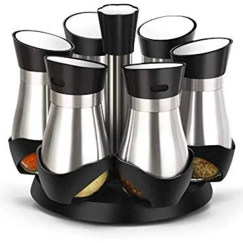 Étanchéliers Épices Support de Rangement en Verre Boîte de Rangement pour Bouteilles d'Épices en Acier Inox Support Rotatif Cuisine 140 ML (6 Boîtes) Étanchéliers Épices Support de Rangement en Verre Boîte de Rangement pour Bouteilles d'Épices en Acier Inox Support Rotatif Cuisine 140 ML (6 Boîtes)