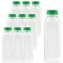 16 Oz Klare Kunststoff-Saft-/Essigbehälter aus PET mit grünen Tamper-Evidenzverschlüssen (Packung mit 10) (grüne Verschlüsse, 10)