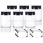 6er Pack Premium Klare Borosilikatglasbehälter mit Silikonstopfen und Etiketten (2 oz)