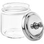 iDesign York Apothecary Jar with Lid for Bathrooms, Counters, Vanities - Clear and Brushed Nickel, 2-Pack