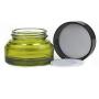 2PCS Green Upscale Empty Refill Portable Inclined Shoulder Cosmetic Cream Lotion Glass Bottle Jars with PP Liner Makeup Travel Packing Storage Holder Container for Lip Balm Eye Cream Body Packing