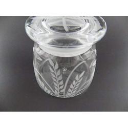 IncisoArt Hand Etched Vibe Storage Jar Sandblasted (Sand Carved) Glass Handmade USA Custom (12.25 Ounce (362ml), Dragonfly Grass)