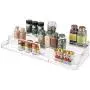 mDesign Large Plastic Adjustable, Expandable Kitchen Cabinet, Pantry, Shelf Organizer/Spice Rack with 3 Tiered Levels of Storage for Spice Bottles, Jars, Seasonings, Baking Supplies - Clear