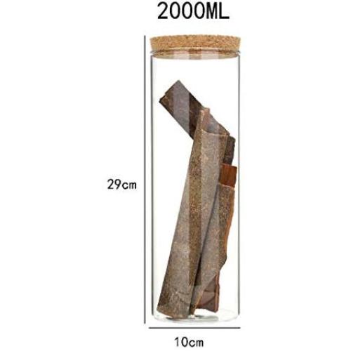 Versiegelte Glasbehälter / Lagerbehälter mit Holzstopfen, transparente Sammlung luftdichter Vintage-Trockenlebensmittelfässer, 2000ml (2L) (Größe: 2000ml1)