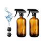 QAOKODA Empty Glass Spray Bottles with Funnel and Lables,16oz,2 Pack,Durable Black Trigger Sprayer,Heavy Duty Mist & Stream 3-Stream Settings,Great for Essential Oils, Cleaning Products or Aromatherap