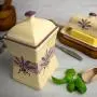 Stadt zu Cottage Handgemachte Lavendel-Blumen Gelbe und Creme Große Keramik 31,5 oz/900ml Küchen-Aufbewahrungsglas mit Deckel | Tonkanister, Keksdose, Wohngifts Geschenk