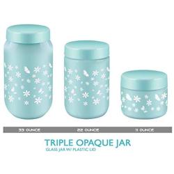 Opaque Glass Jar w Plastic Airtight Lid Dishwasher Safe Decorative Storage