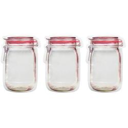FGRYB 3PCS Mason Jar Zipper Bags, Reusable Airtight Seal Bag, Food Storage Snack Cookie Ziplock Bag, Leakproof Moisture proof Food Saver Bag for Travel/Camp/BBQ/Picnic/Office