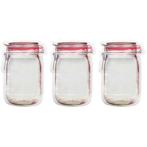 FGRYB 3PCS Mason Jar Zipper Bags, Reusable Airtight Seal Bag, Food Storage Snack Cookie Ziplock Bag, Leakproof Moisture proof Food Saver Bag for Travel/Camp/BBQ/Picnic/Office