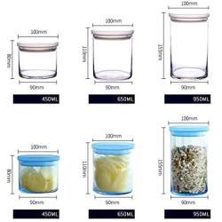 HIZLJJ 3Pcs Glass Storage Jar, Food Storage Container/Canisters with Airtight Lid for Serving Tea, Coffee, Honey Spice,Perfect as a Cereal Dispenser (Color : Clear)