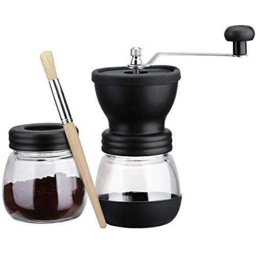 Xigeapg Manual Coffee Grinder with Storage Jar,Soft brush, Conical Ceramic Burr Quiet and Portable