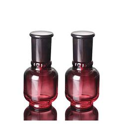 2 pcs 1.7 Oz Wine Red Glass Lotion Bottle With Plastic Pressure Pump,Empty Refillable Face Cream Jar Makeup Lotion Cosmetic Packaging Containers-FREE funnel