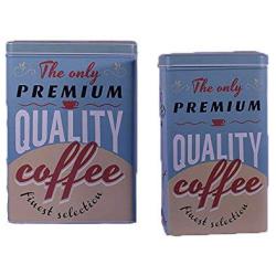 Metal Tin Coffee Iron Storage Box Turquoise - The Only Premium Quality Coffee - Set of 2