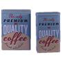 Metal Tin Coffee Iron Storage Box Turquoise - The Only Premium Quality Coffee - Set of 2