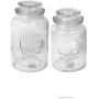 Set 2 Large Vintage&quot1876" Glass Kitchen Canisters Storage Jars with Glass Lids