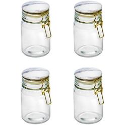 Amici Home A7CN107S4R Carrara Marble Set Glass Storage Canister, Clear