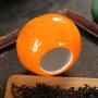 KUKI Cute Orange Shape Ceramic Portable Travel Tea Seal Canister Jar Storage/Tea Containers/Tea Pot/Tea Candy/Coffee Bean Storage/Business Wedding Gifts (one pcs)