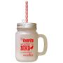 Red My Favorite Weather Bird Watching Weather Frosted Glass Mason Jar With Straw