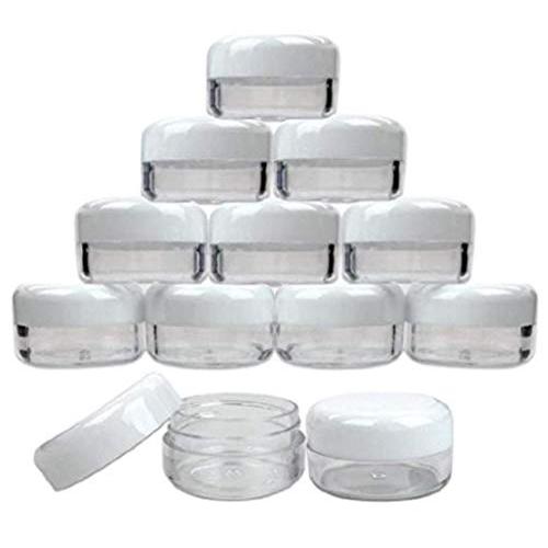 10ML (10g) White Empty Plastic Cosmetic Jars Face Creams Bottle Sample Lotion Glitter Storage Container Lip Balm Travel Tester Nial Arts Box (25PCS)