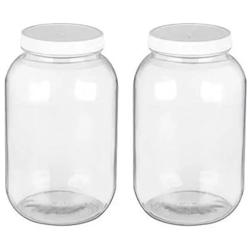 2 pack 1-Gallon Glass Jar,Clear Glass Gallon Bottle with Plastic Lid. BPA-Free Dishwasher Safe Kombucha Jar, for Fermenting,Kefir,Storing and Canning.