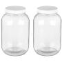 2 pack 1-Gallon Glass Jar,Clear Glass Gallon Bottle with Plastic Lid. BPA-Free Dishwasher Safe Kombucha Jar, for Fermenting,Kefir,Storing and Canning.