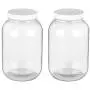 2 pack 1-Gallon Glass Jar,Clear Glass Gallon Bottle with Plastic Lid. BPA-Free Dishwasher Safe Kombucha Jar, for Fermenting,Kefir,Storing and Canning.