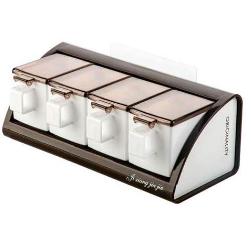 Perforation-free Condiment Box Set With Salt Shelf Household Condiment Tank Receives Box Wall Hanging Condiment Box Condiment bottles (Color : A380)