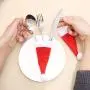 Holata 12Pcs Christmas Decorative Tableware Fork Set  Christmas Hat Storage Tool