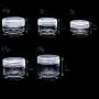 ZEJIA 10pcs Clear Sample Containers with Screw Lids,5 Size 3/5/10/15/20 Gram Empty Cosmetic Jars with 12pcs Lables and 2pcs Mini Disposable Spatula,Makeup Sample Containers BPA Free