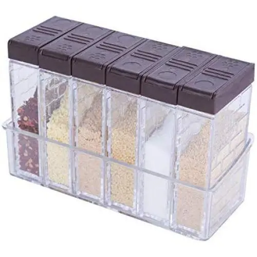 KARYHOME Spice Shaker Jars, Seasoning Shaker Box Condiment Set , Seasoning Storage Containers,Brown