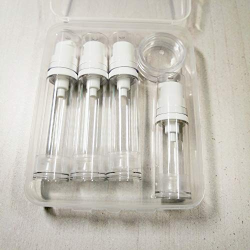 10ML3pcs + 5ML1pcs Transparent Small Ounce Plastic Empty Airless Vacuum Pump Press Bottle Jar Pot Vial Container For Cosmetic Makeup Serums Cream Lotion Travel Toiletries Liquid Toner