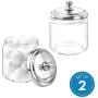 iDesign York Apothecary Jar with Lid for Bathrooms, Counters, Vanities - Clear and Brushed Nickel, 2-Pack