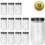 34oz Plastic Jars with Lids, Accguan Durable Round Food Grade Air Tight Containers,Ideal for Kitchen &amp; Household Storage of Dry Goods,Peanut Butter,set of 12