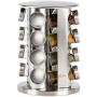 Double2C Revolving Countertop Spice Rack Stainless Steel Seasoning Storage Organization,Spice Carousel Tower for Kitchen Set of 16 Jars