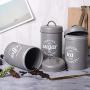 Cwg 3Pcs/Set Tea Sugar and Coffee Airtight Storage Canister Jars with Lids-grey