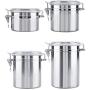 Yinpinxinmao Canister Set Stainless Steel with Airtight Lids and Plexi-Glass Window Large for Flour Sugar Tea Coffee Nuts Food Storage (Silver) 4 Inches Height 10.5cm